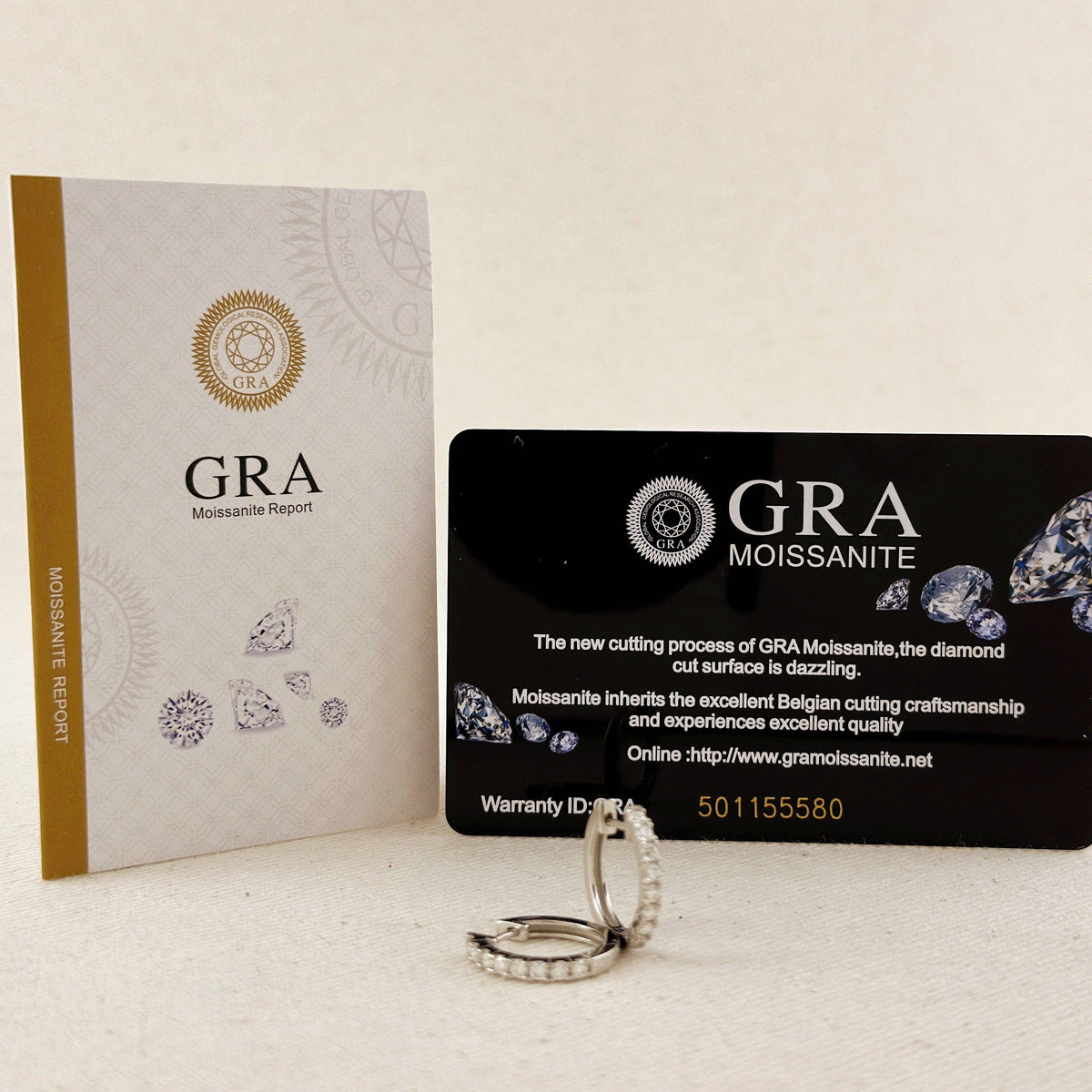 Sterling Silver Rhodium Plated Moissanite Hoop Earrings