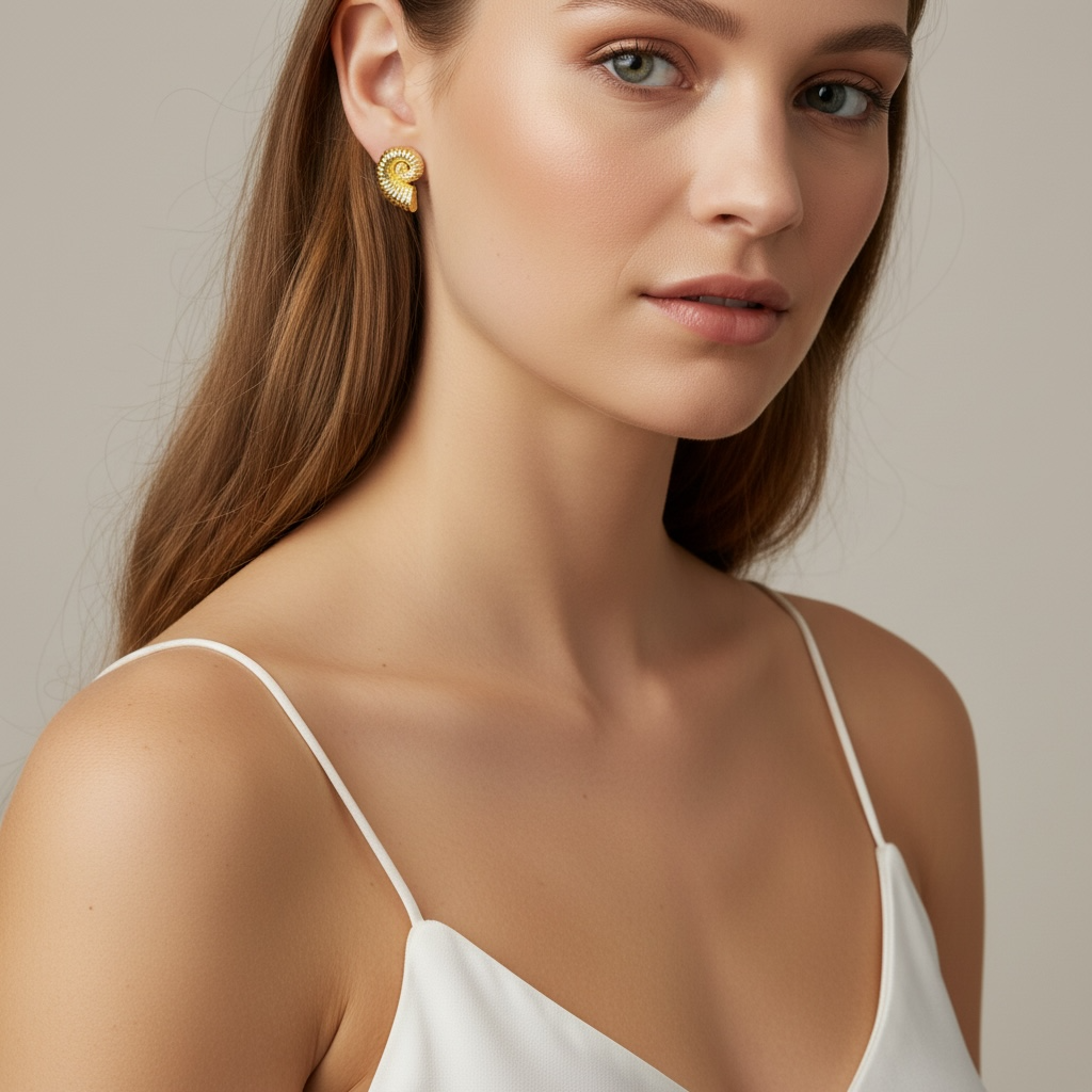 Boucles d'oreilles coquillage en or rempli 18 carats