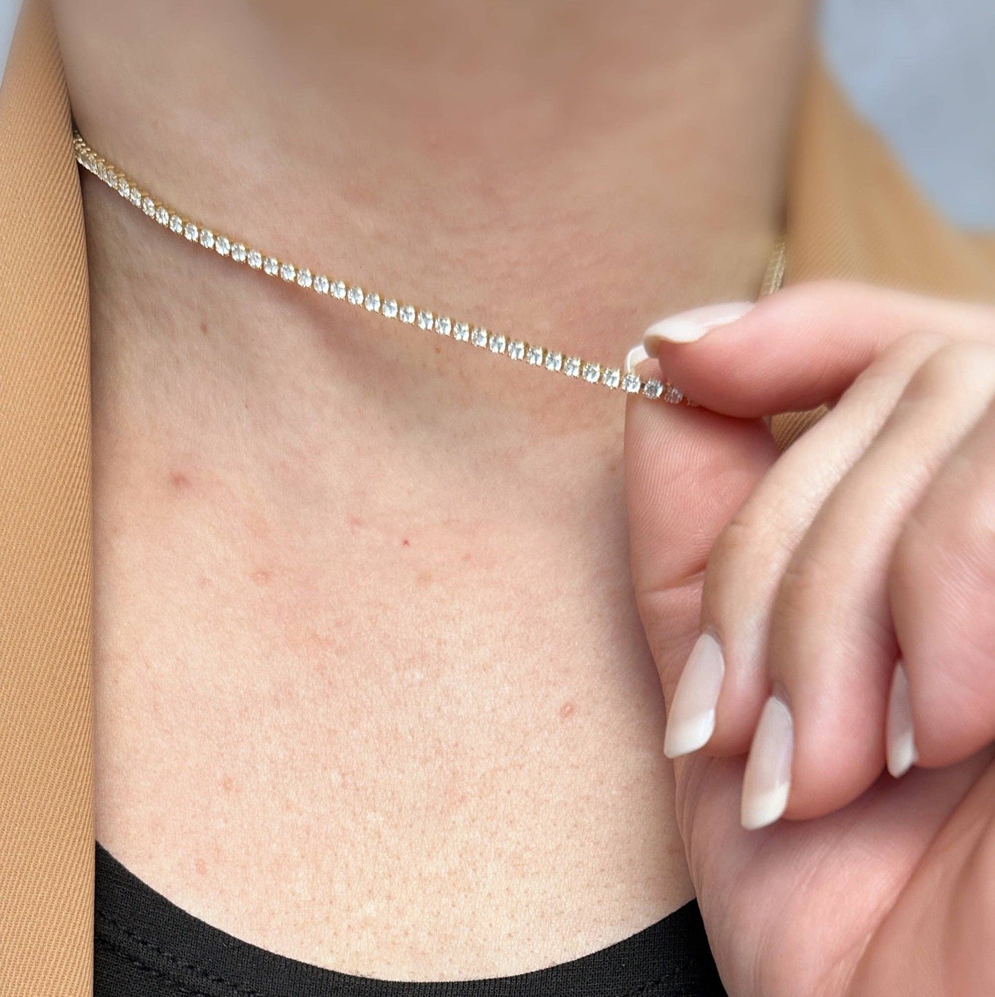 Collier tennis 2 mm en or rempli 18 carats avec zircones cubiques