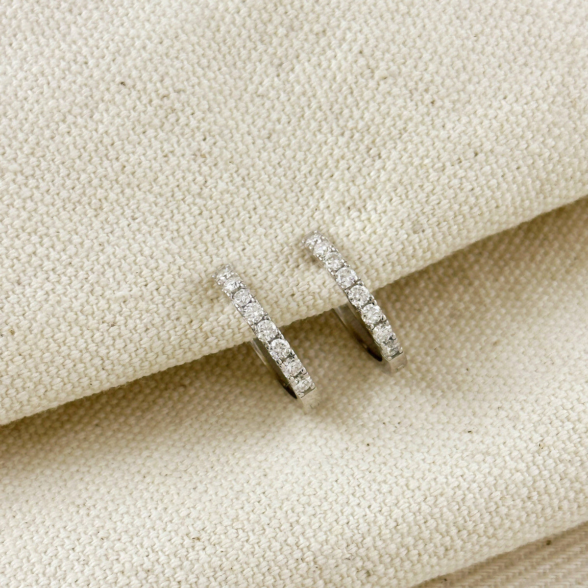 Sterling Silver Rhodium Plated Moissanite Hoop Earrings