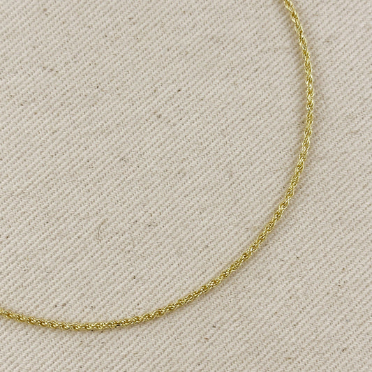 18k Gold Filled 1.7mm Rope Chain