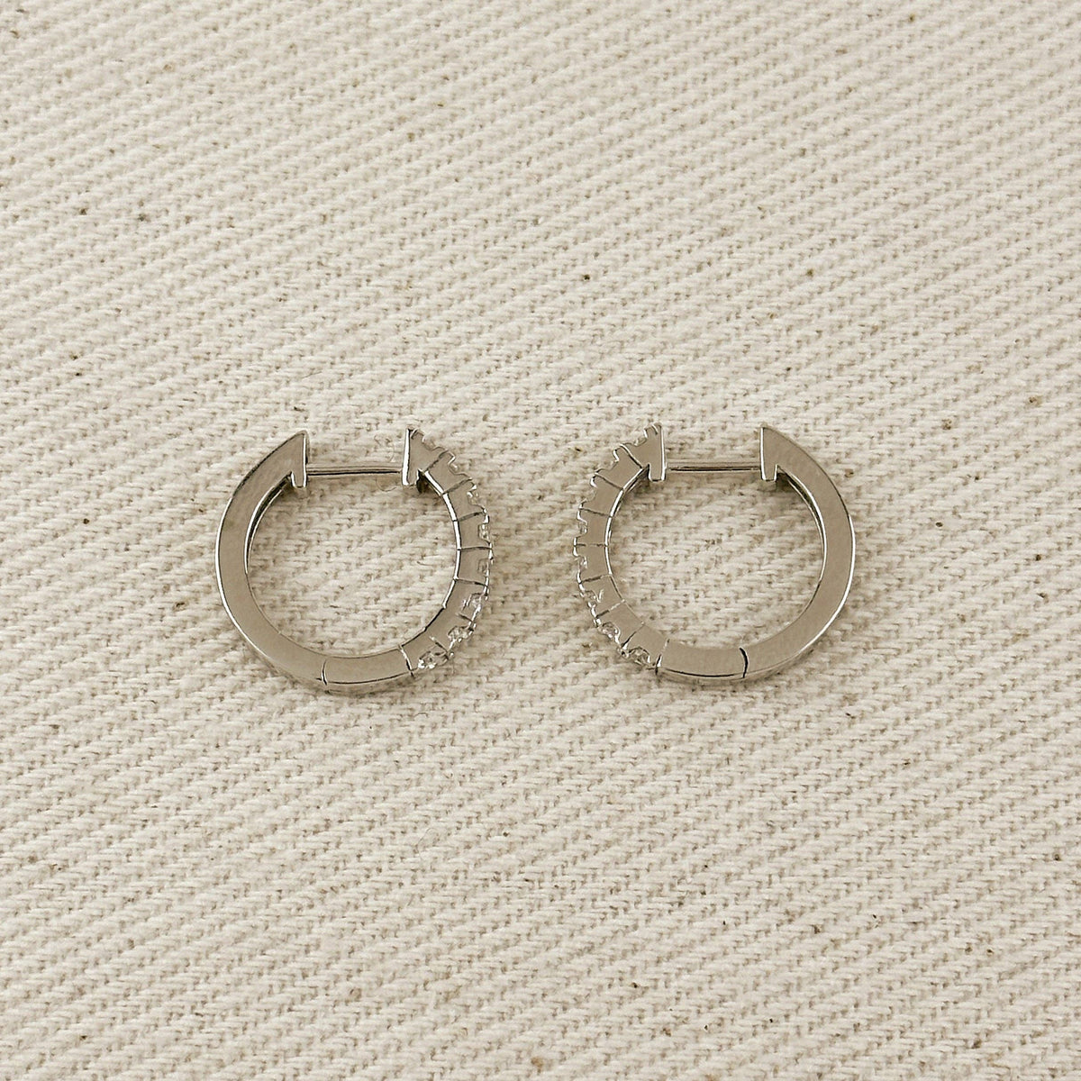 Sterling Silver Rhodium Plated Moissanite Hoop Earrings