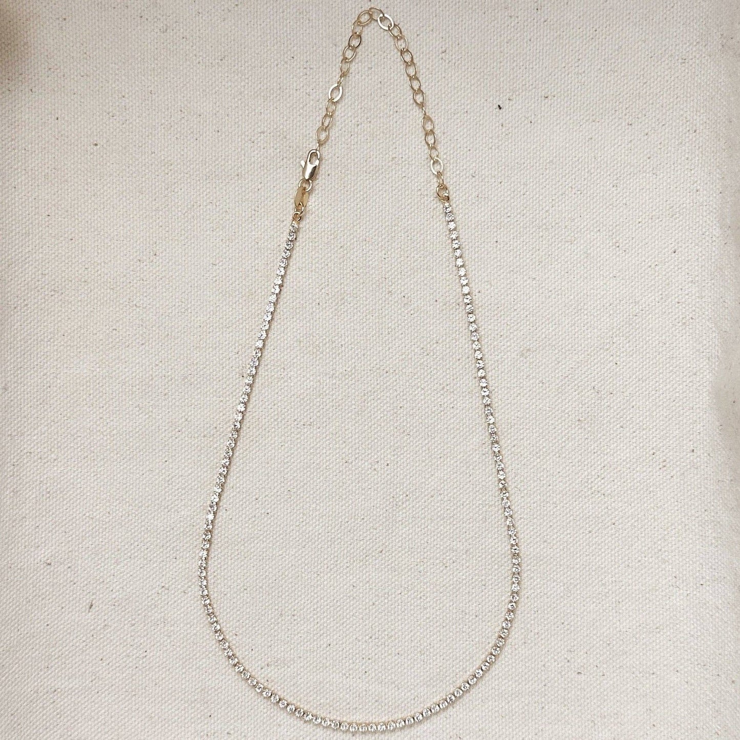 Collier tennis 2 mm en or rempli 18 carats avec zircones cubiques