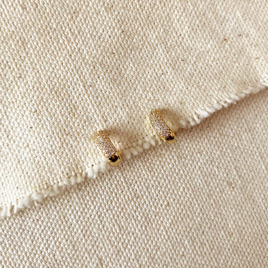 18k Gold Filled Mini Hoop Earrings With CZ