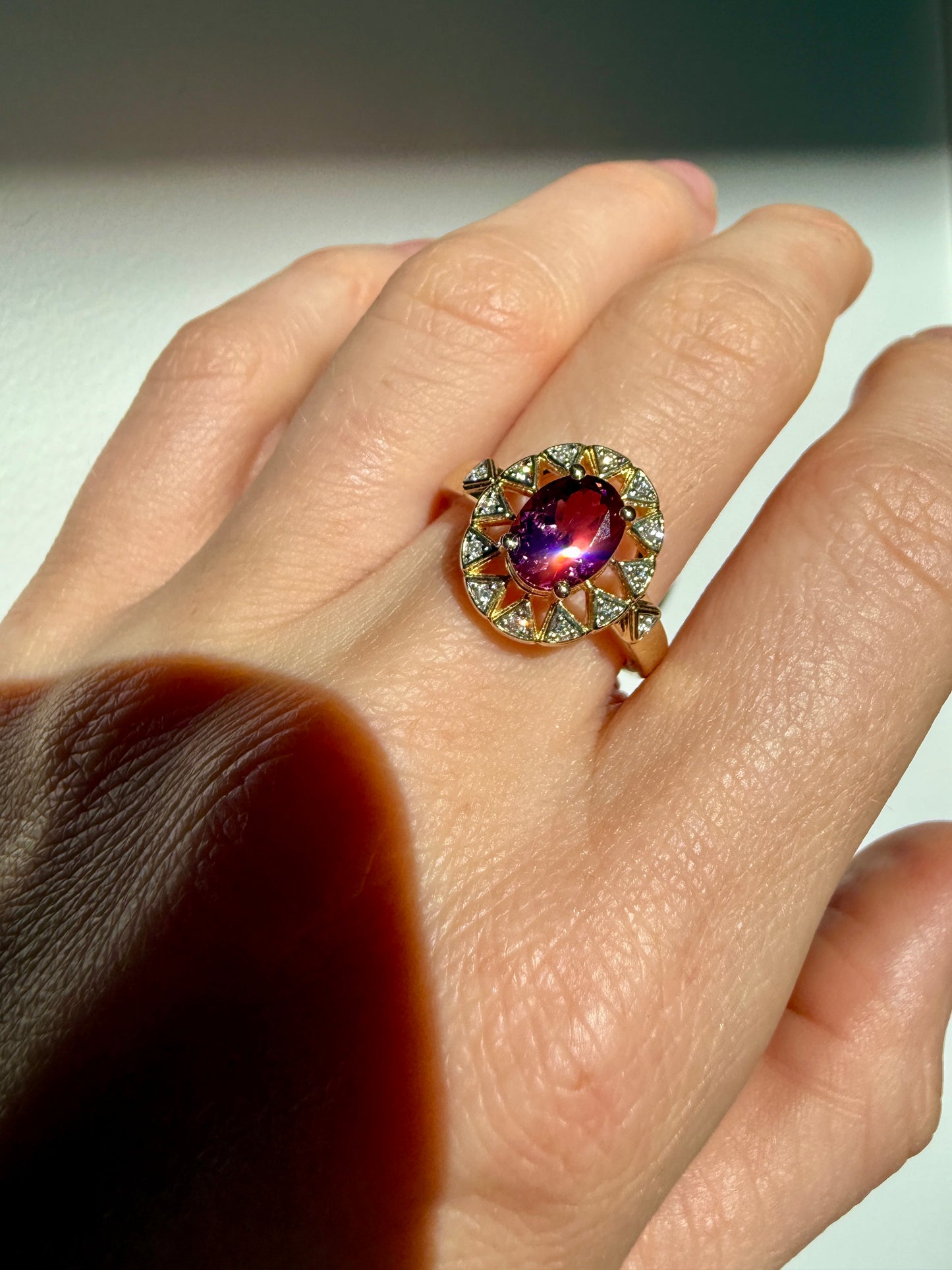 The 10k Sunburst Garnet Ring