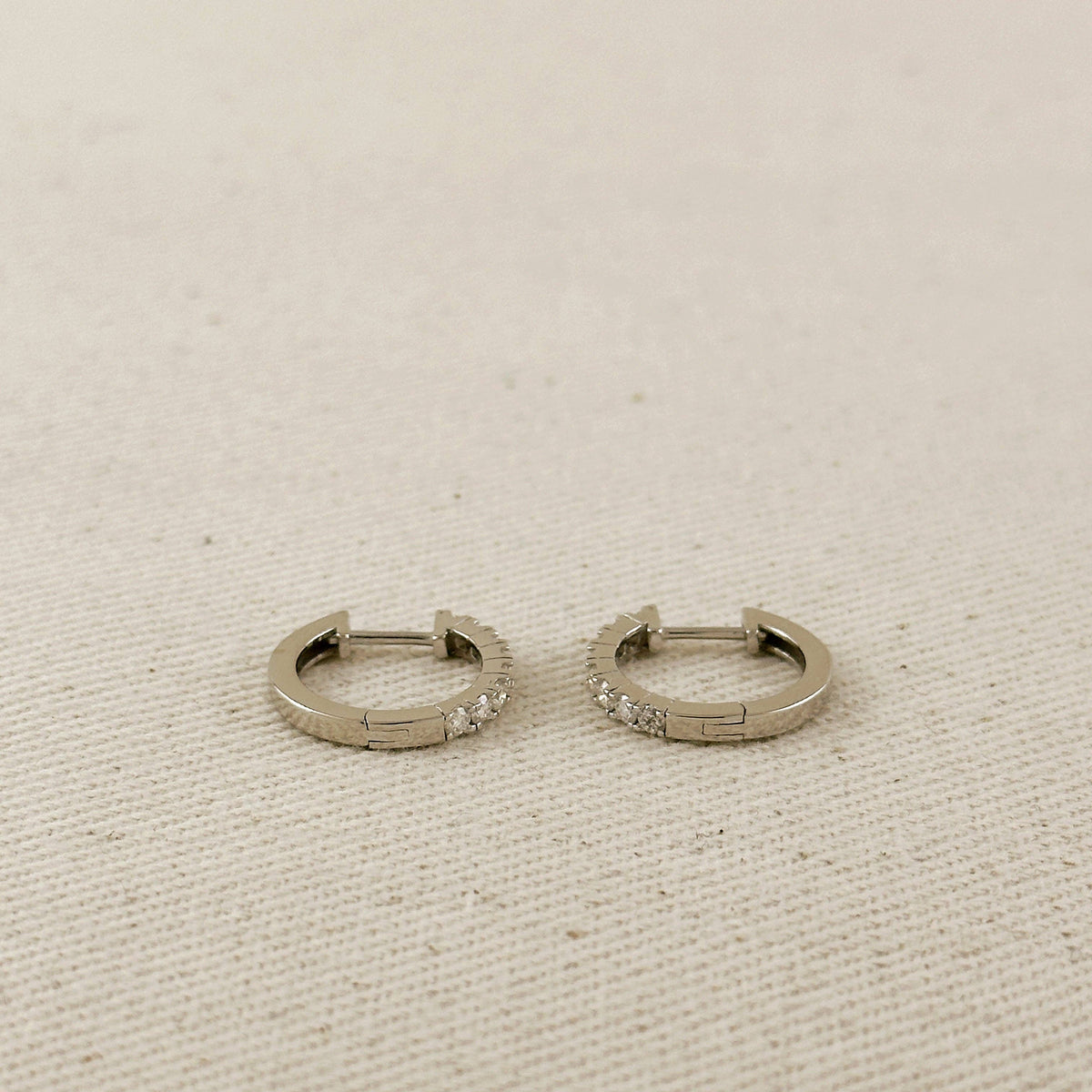 Sterling Silver Rhodium Plated Moissanite Hoop Earrings