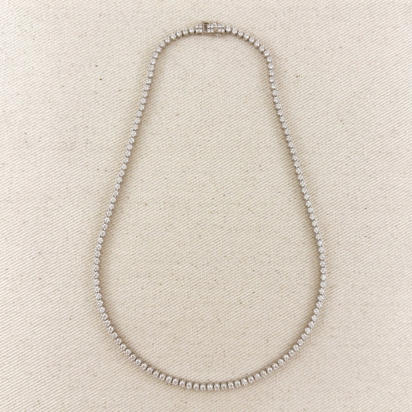 Moissanite Tennis Necklace .925 Sterling Silver Rhodium Plated 2.25mm
