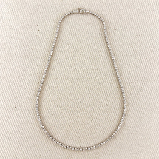 Moissanite Tennis Necklace .925 Sterling Silver Rhodium Plated 2.25mm
