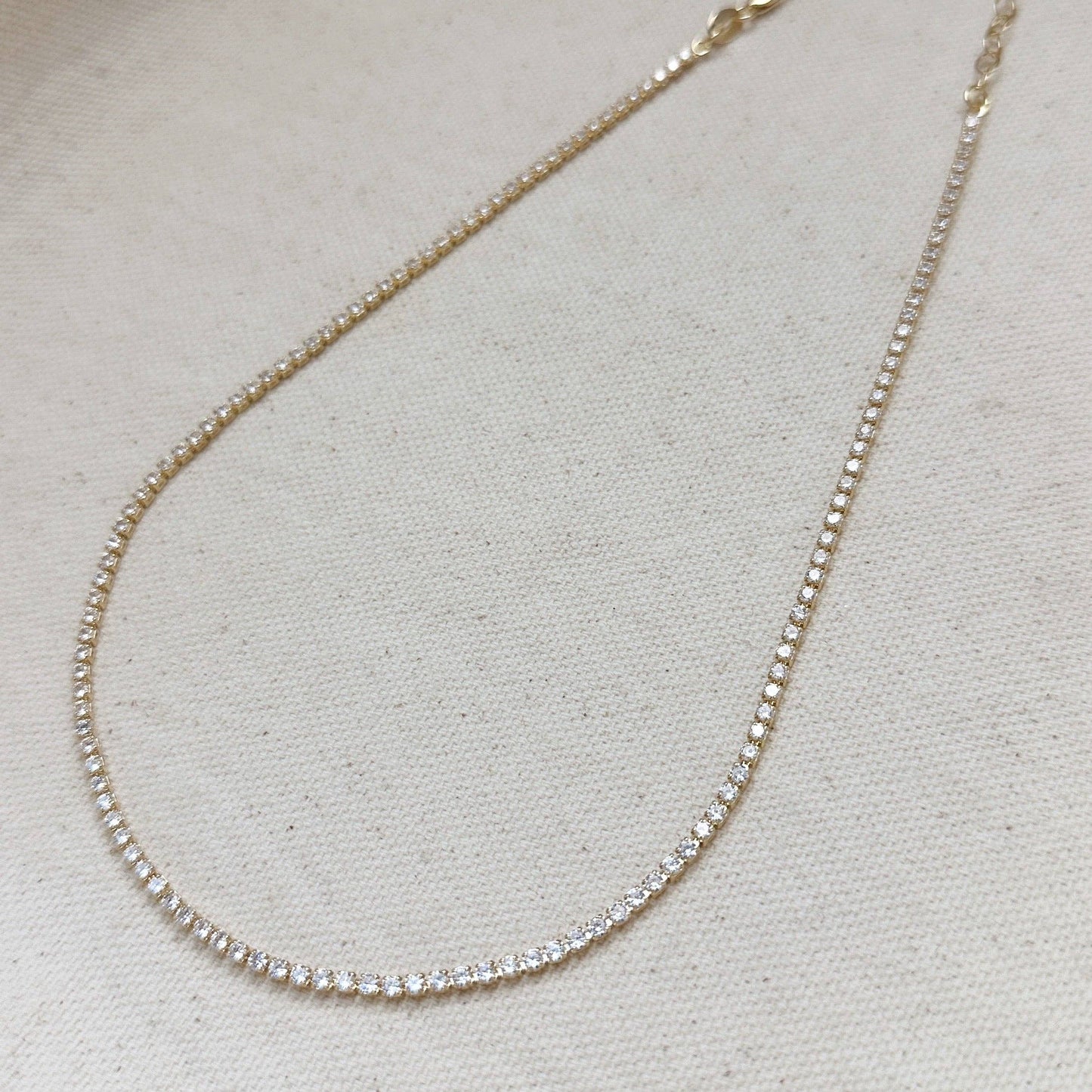 Collier tennis 2 mm en or rempli 18 carats avec zircones cubiques