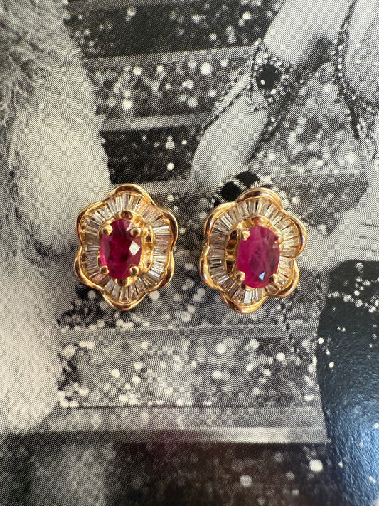Les boucles d'oreilles Ballerine Rubis Rouge