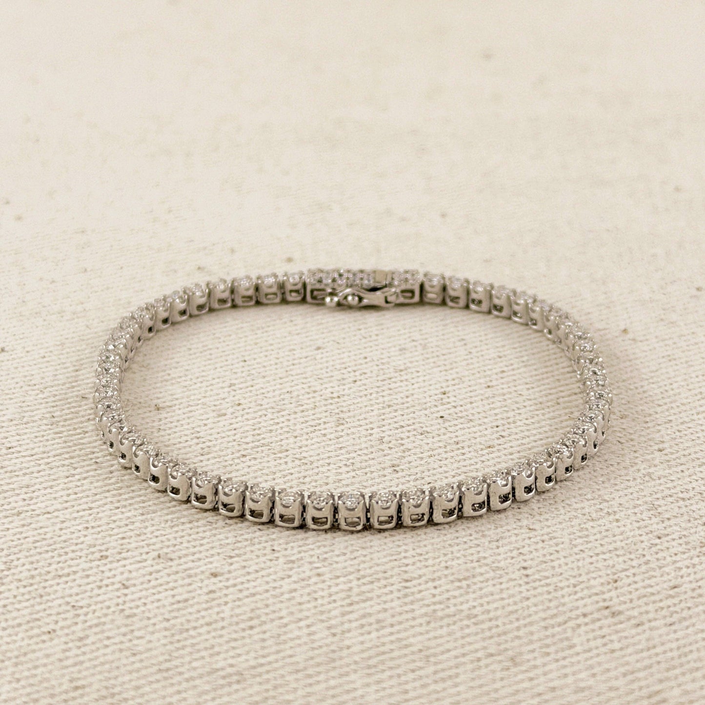 Moissanite Tennis Bracelet .925 Sterling Silver Rhodium Plated 2.25mm