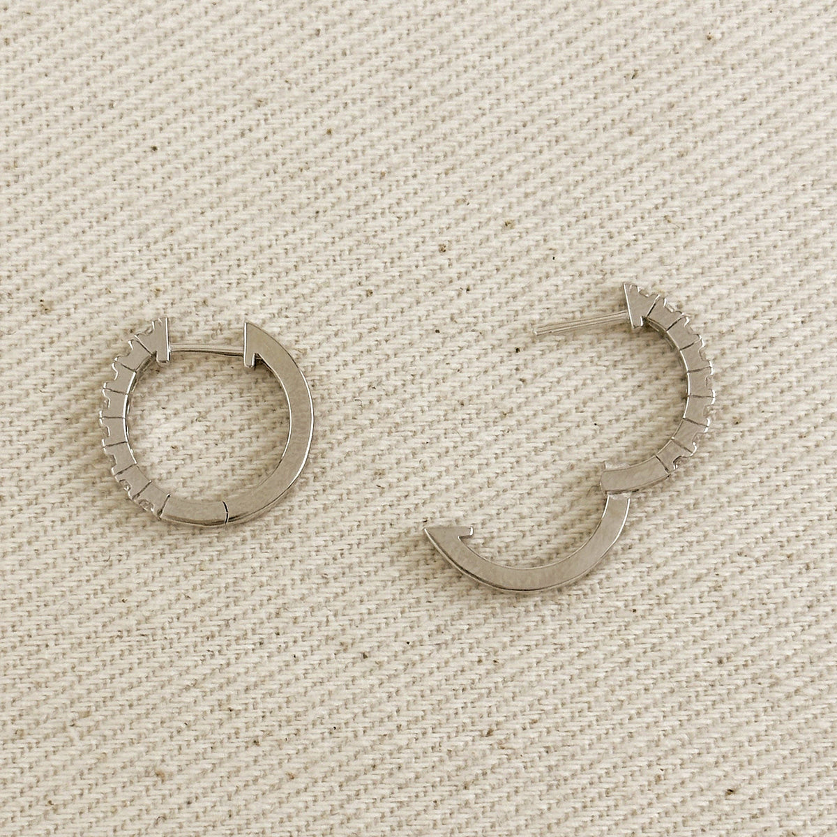 Sterling Silver Rhodium Plated Moissanite Hoop Earrings