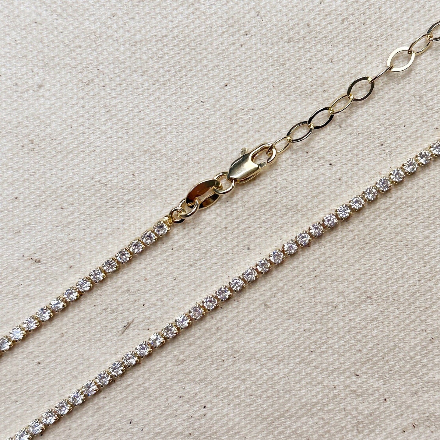 Collier tennis 2 mm en or rempli 18 carats avec zircones cubiques