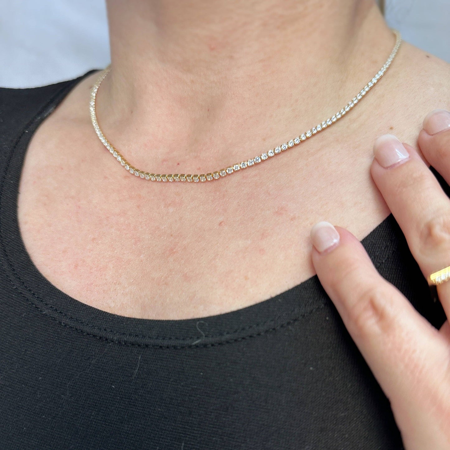 Collier tennis 2 mm en or rempli 18 carats avec zircones cubiques