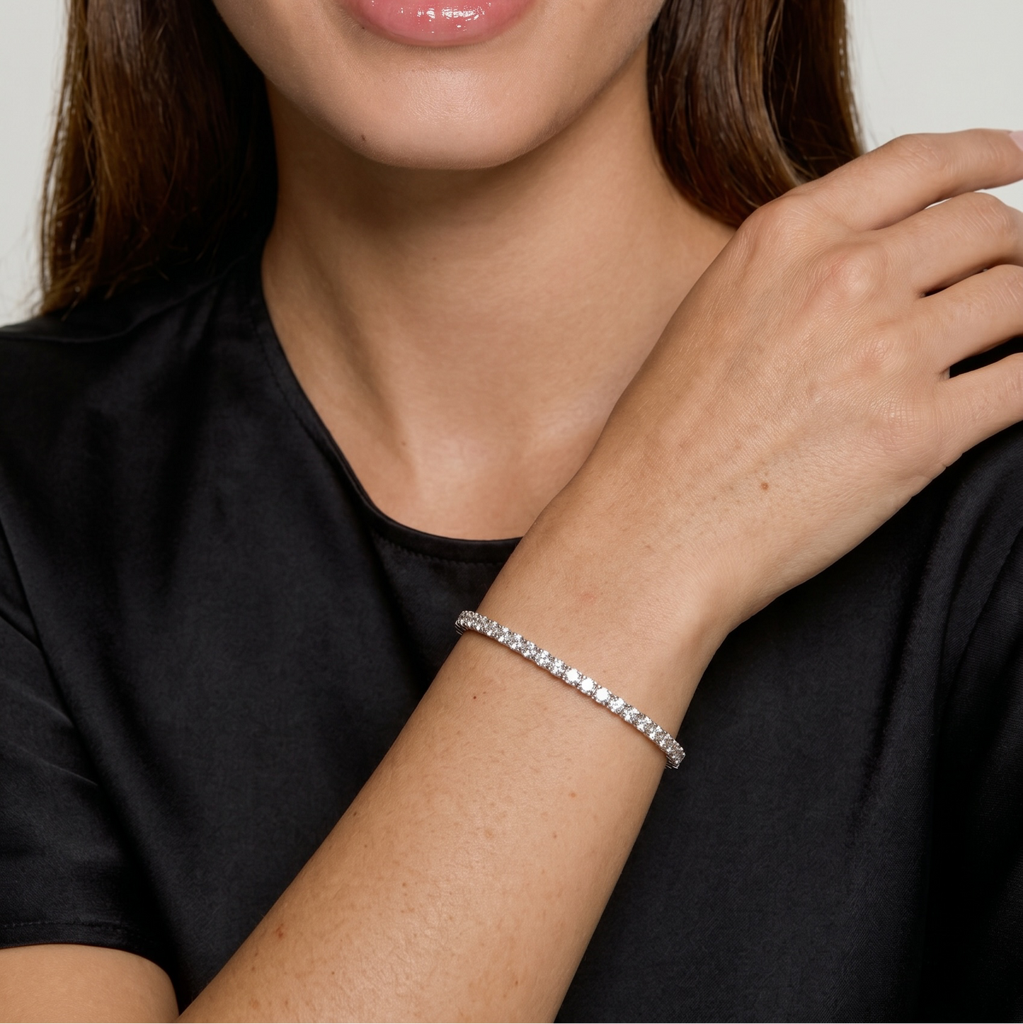 Moissanite Tennis Bracelet .925 Sterling Silver Rhodium Plated 2.25mm