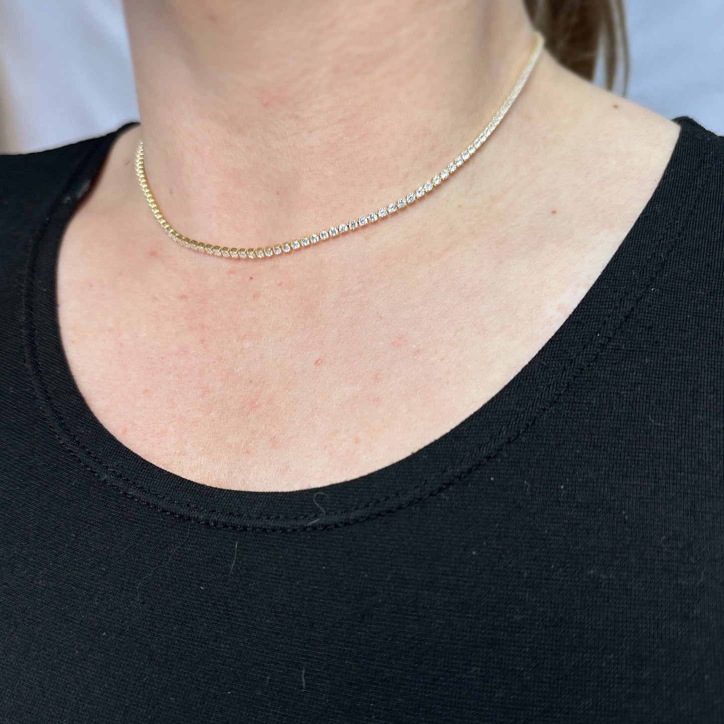 Collier tennis 2 mm en or rempli 18 carats avec zircones cubiques