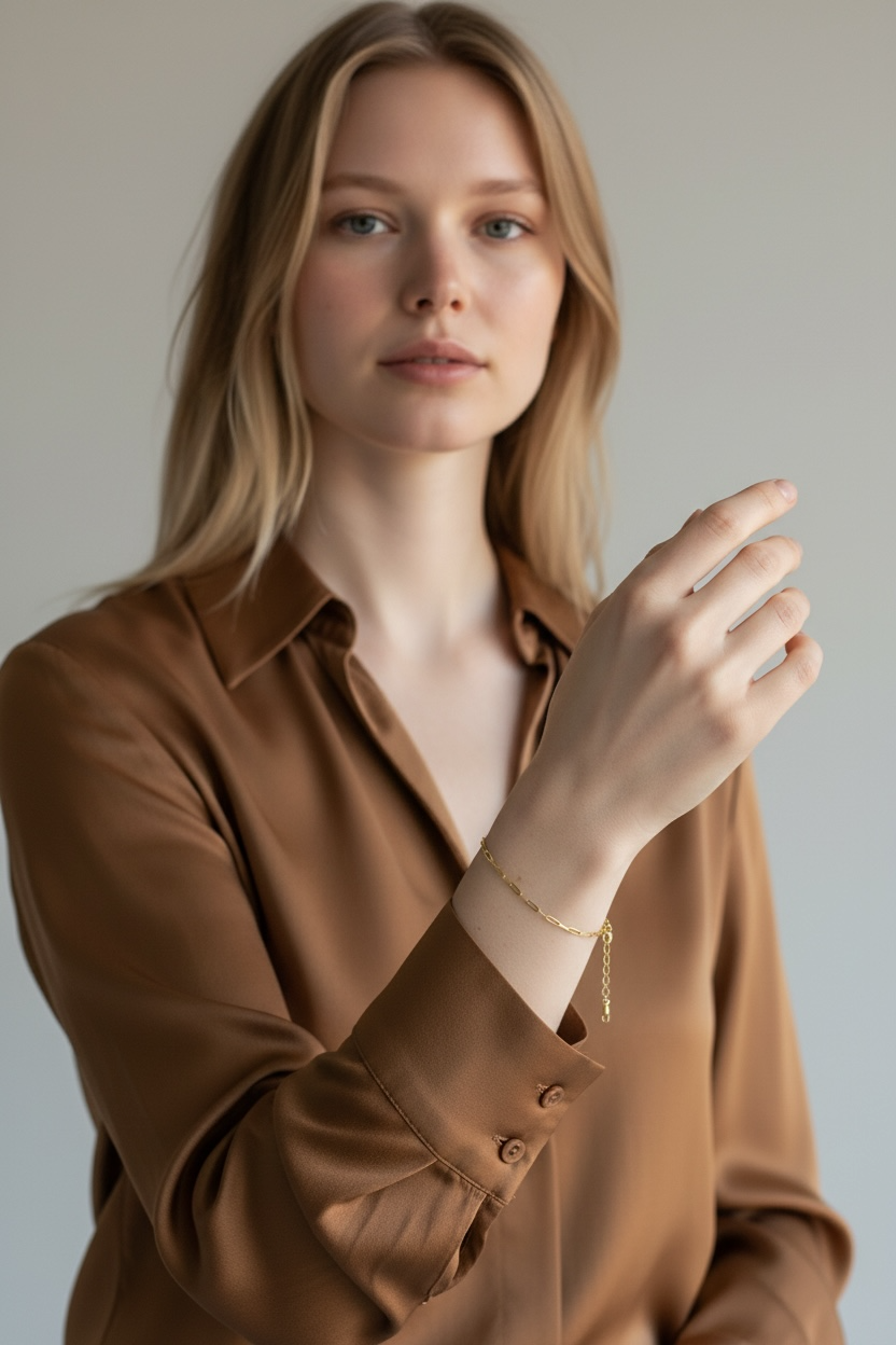 18K Gold Filled Mini Paperclip Chain Bracelet