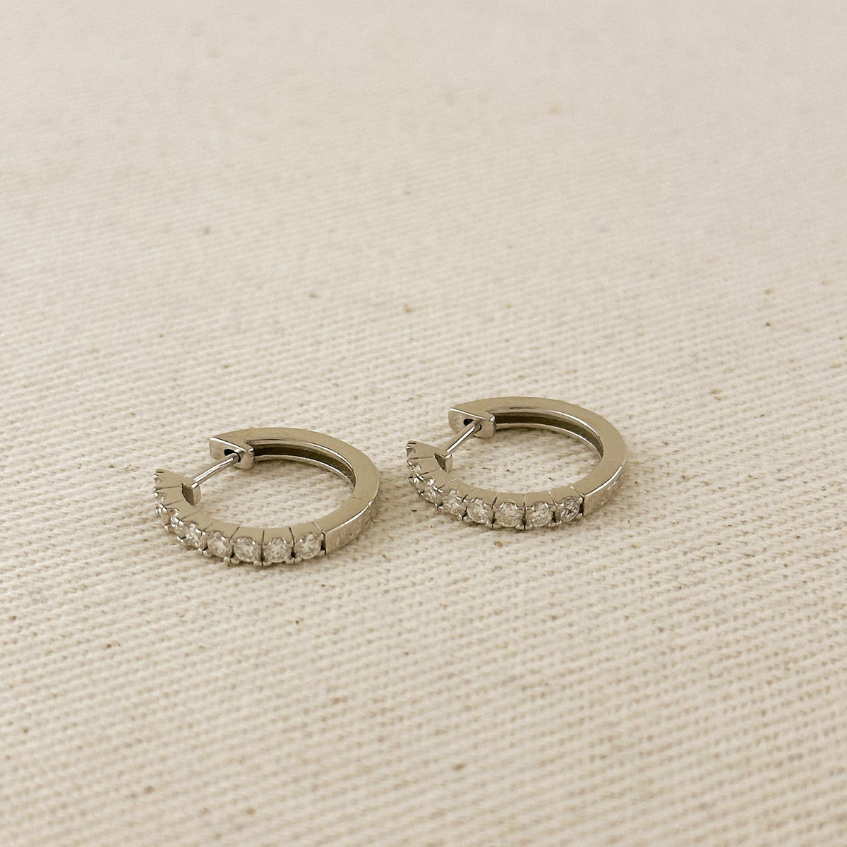 Sterling Silver Rhodium Plated Moissanite Hoop Earrings