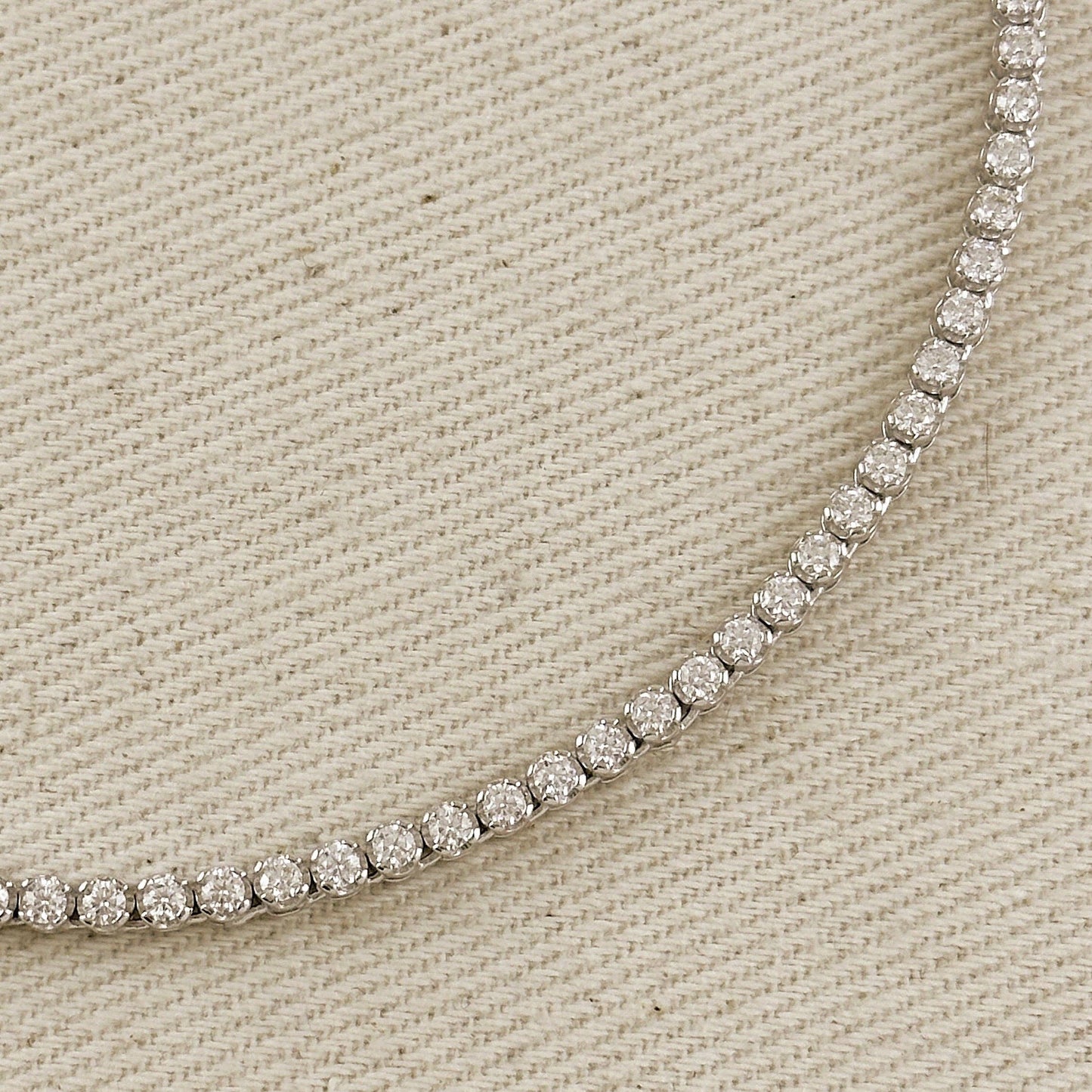 Moissanite Tennis Necklace .925 Sterling Silver Rhodium Plated 2.25mm