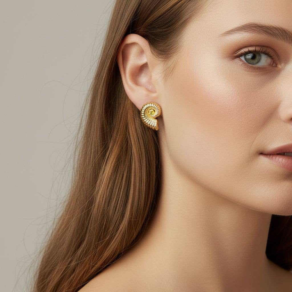 Boucles d'oreilles coquillage en or rempli 18 carats