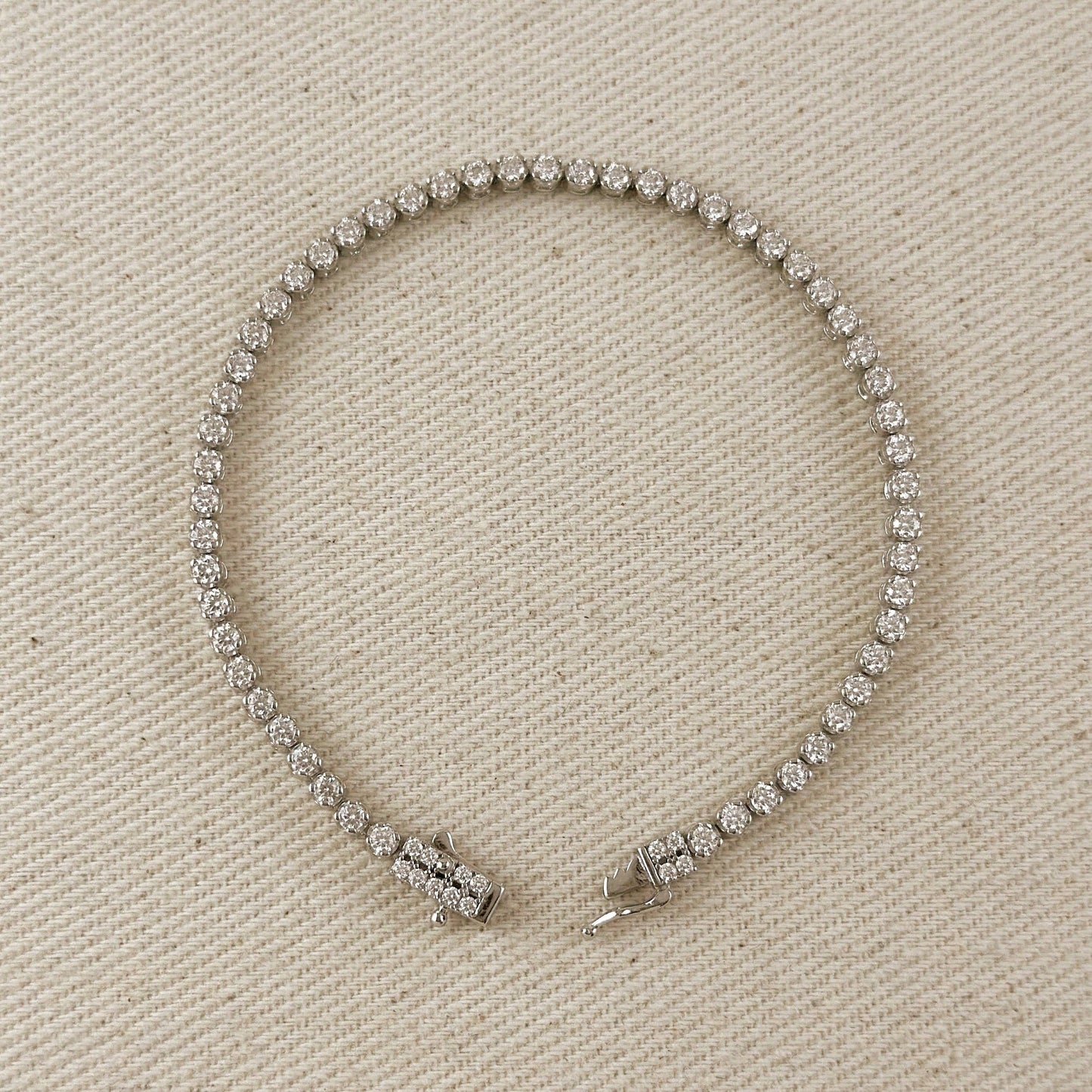 Moissanite Tennis Bracelet .925 Sterling Silver Rhodium Plated 2.25mm